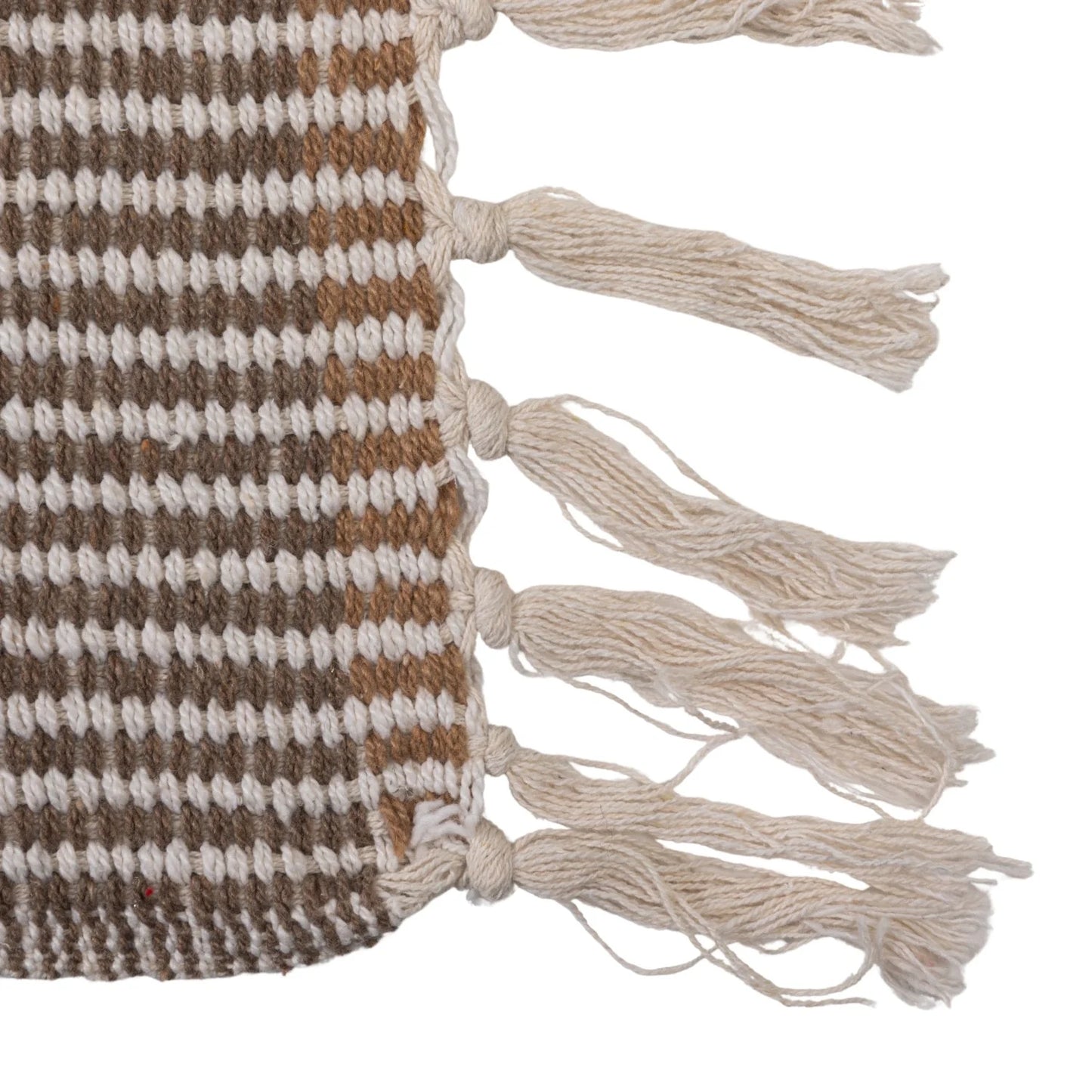 Creative Coop Cotton Throw Blanket Natural Stripe