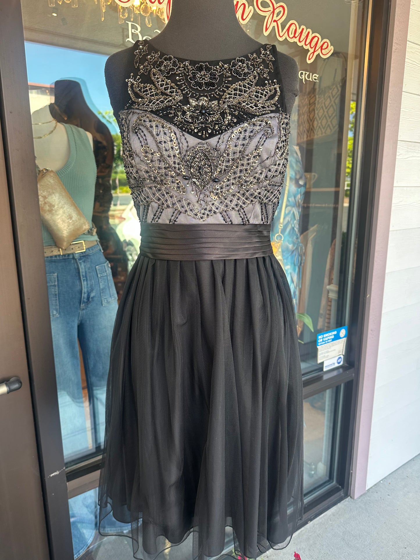 Sue Wong Platinum-Black Dress