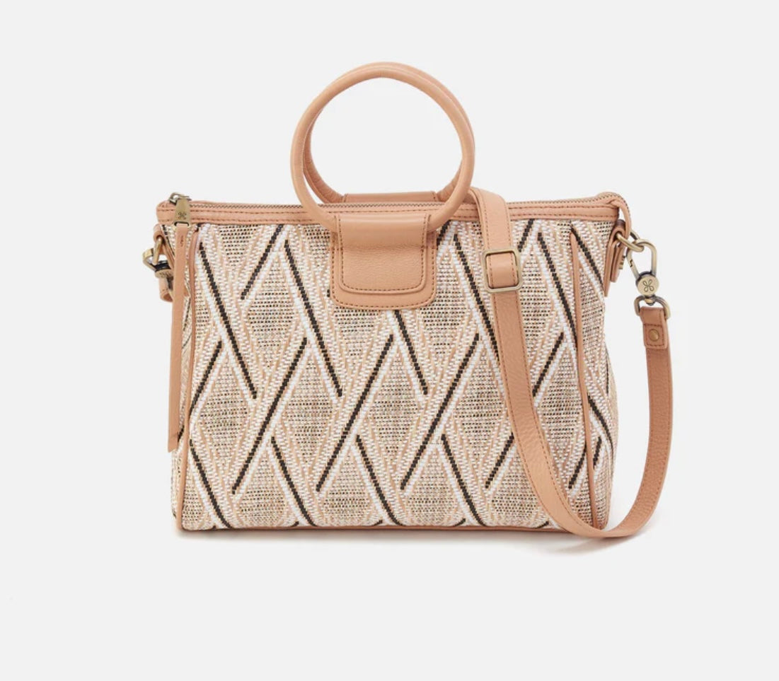 Hobo Sheila Medium Satchel Cream Raffia