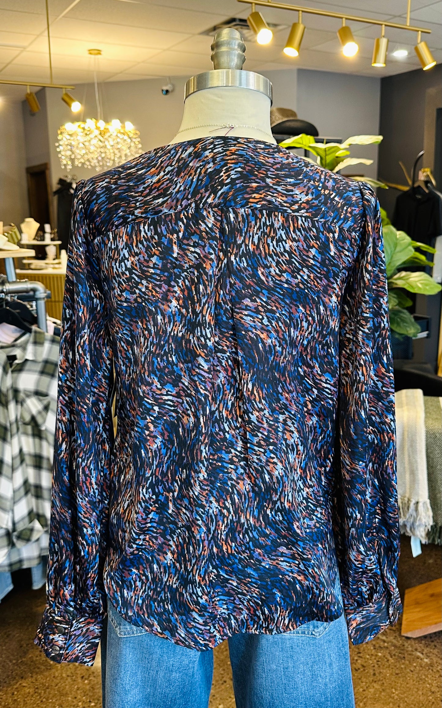 Liverpool Blue Brown Multi L/S Blouse