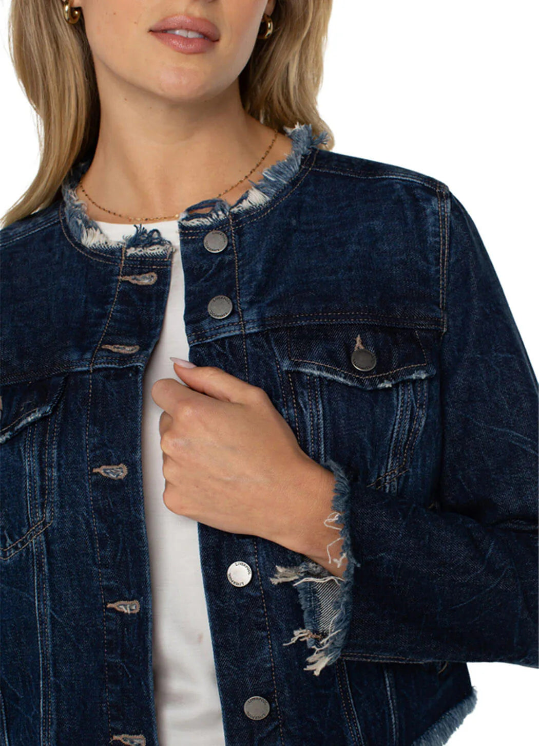 Liverpool Classic Jean Jacket Frayed Edges