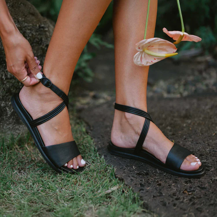 Olukai Tiare Wrap Sandal In Black