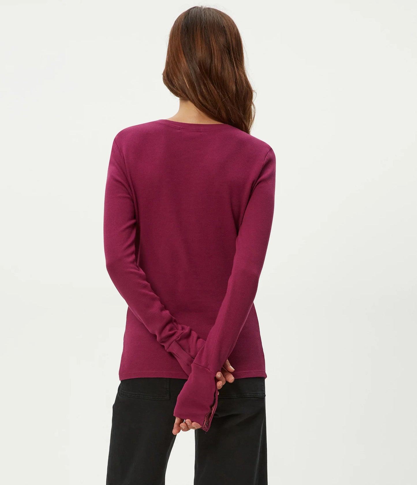 Michael Stars Dinah V Neck w/Snap Wrist