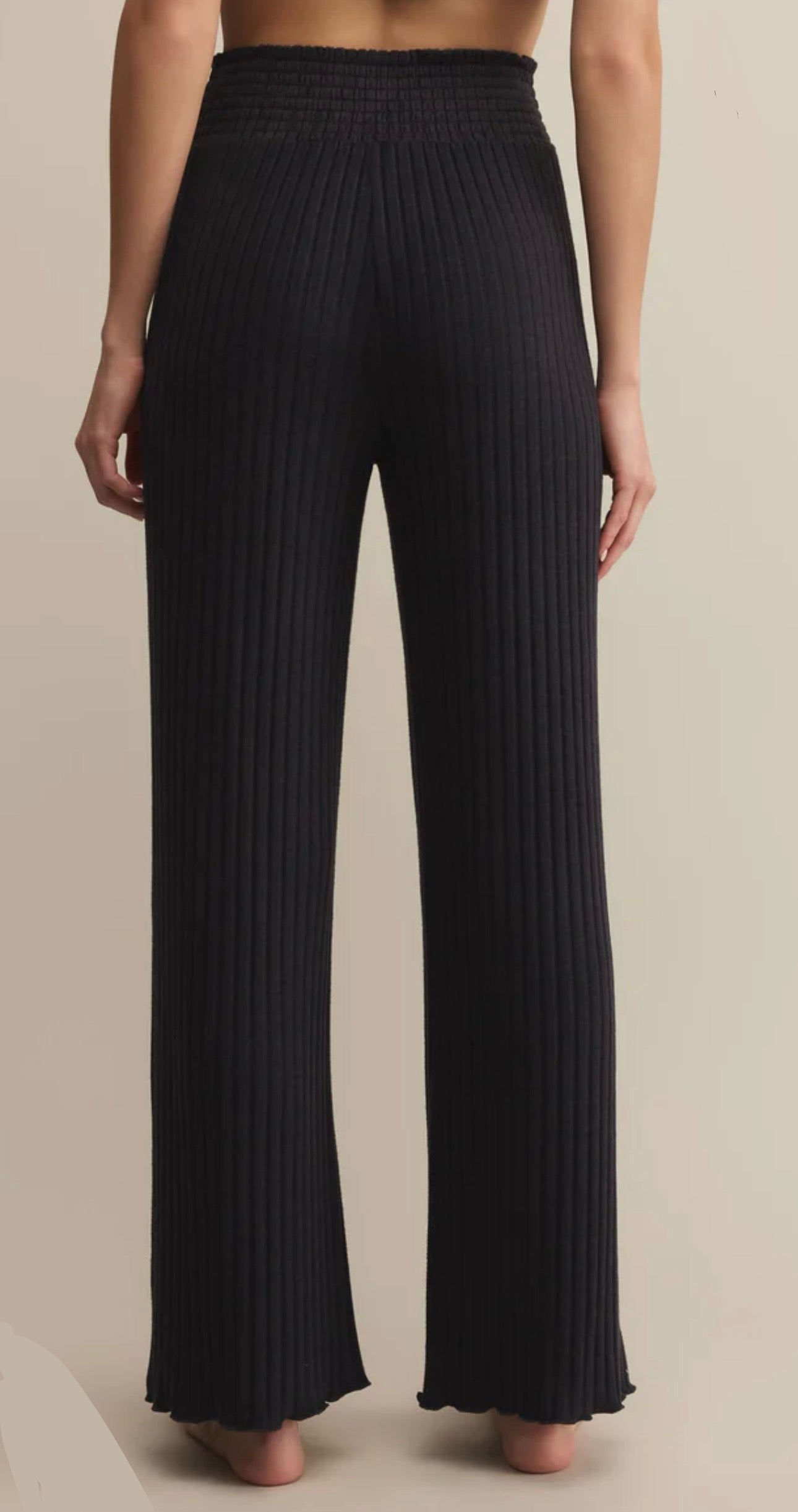 ZSupply Dawn Smocked Rib Pant Black Sand
