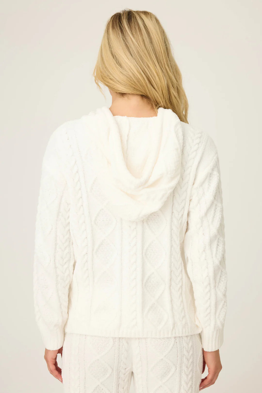 Pj Salvage Cable Knit Hoodie Ivory