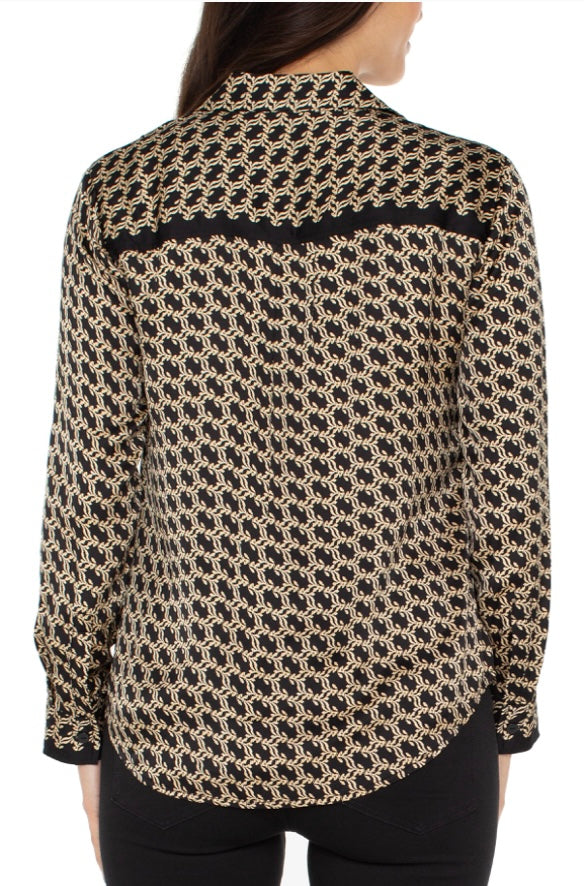 Liverpool Black And Gold Button Front Blouse