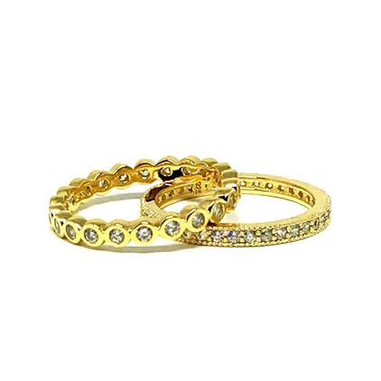 Athena Double Stack Gold Vermeil Crystal Rings