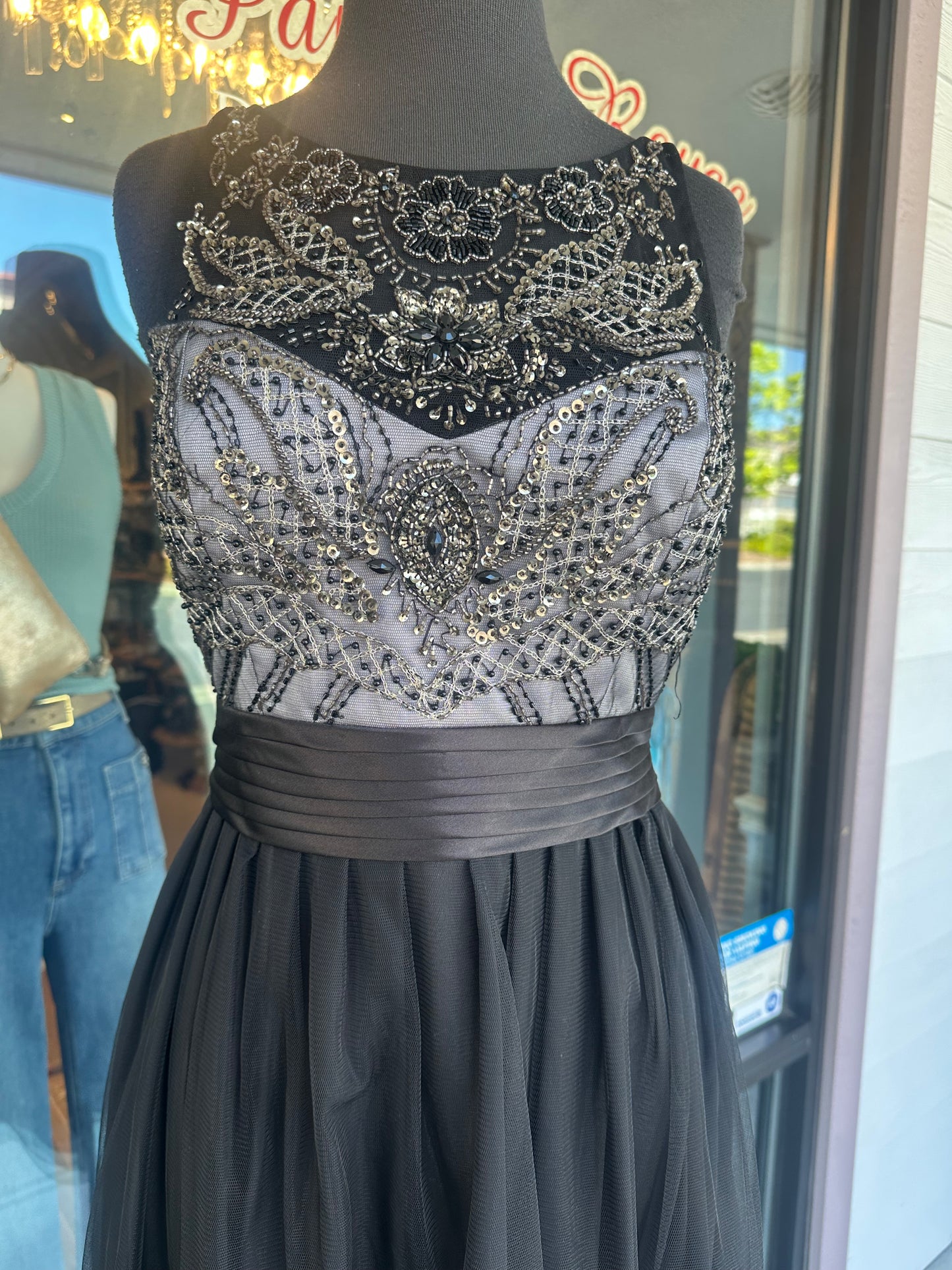 Sue Wong Platinum-Black Dress