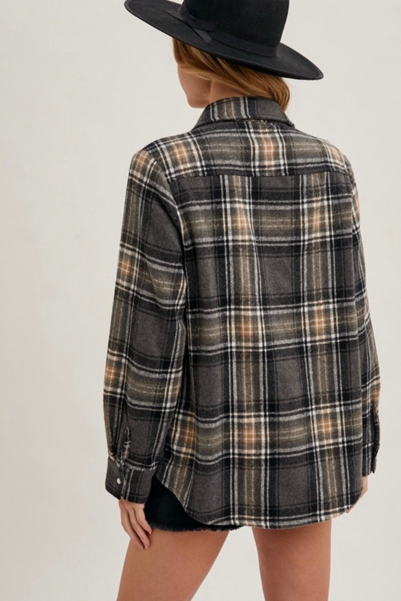 Bluivy Plaid Button Down Shacket