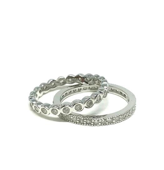 Athena Double Stack Sterling Silver Crystal Rings