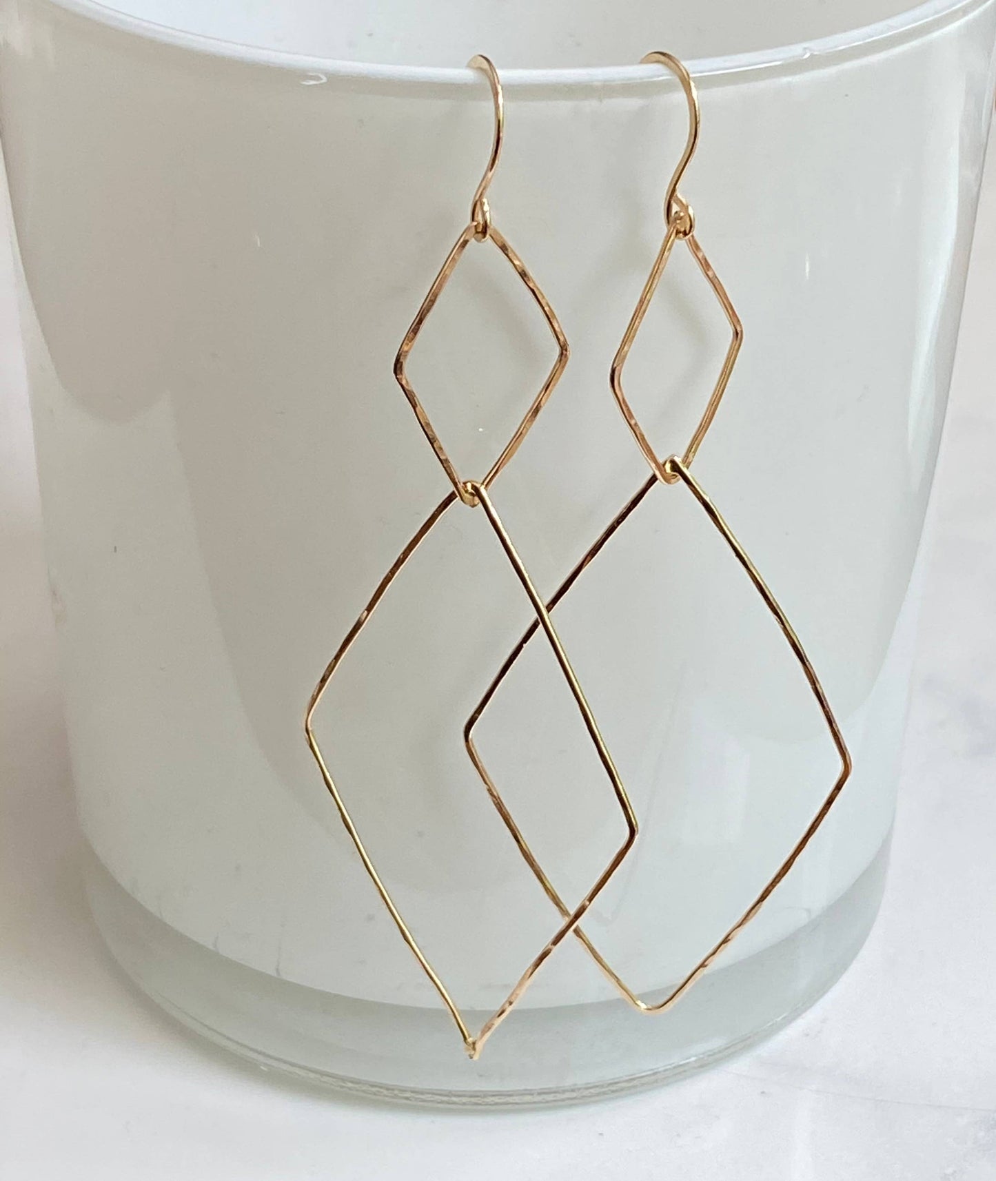 Double diamond dangle earring: Sterling Silver