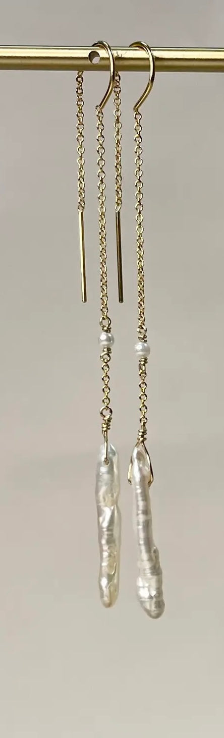 Elysium Jewelry Pearl Threader Earrings