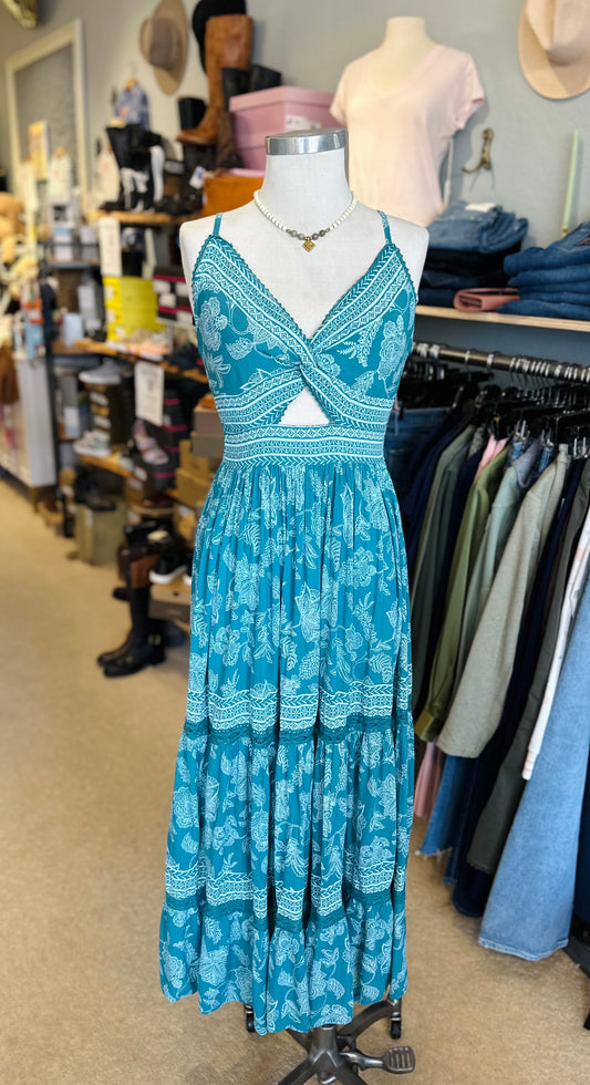Angie Teal And White Maxi