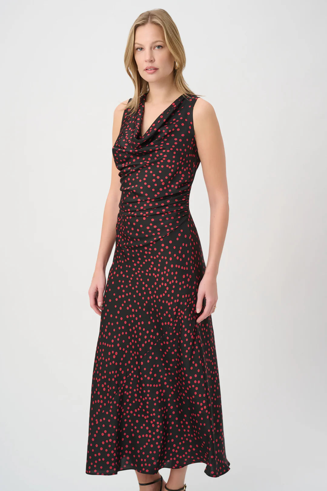 Joseph Ribkoff Polka Dot Satin A-Line Dress