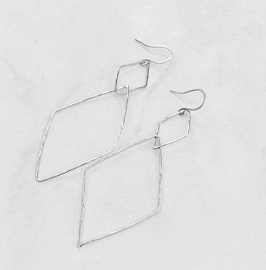 Bonnie Boardman Double Diamond Dangle Earring Silver