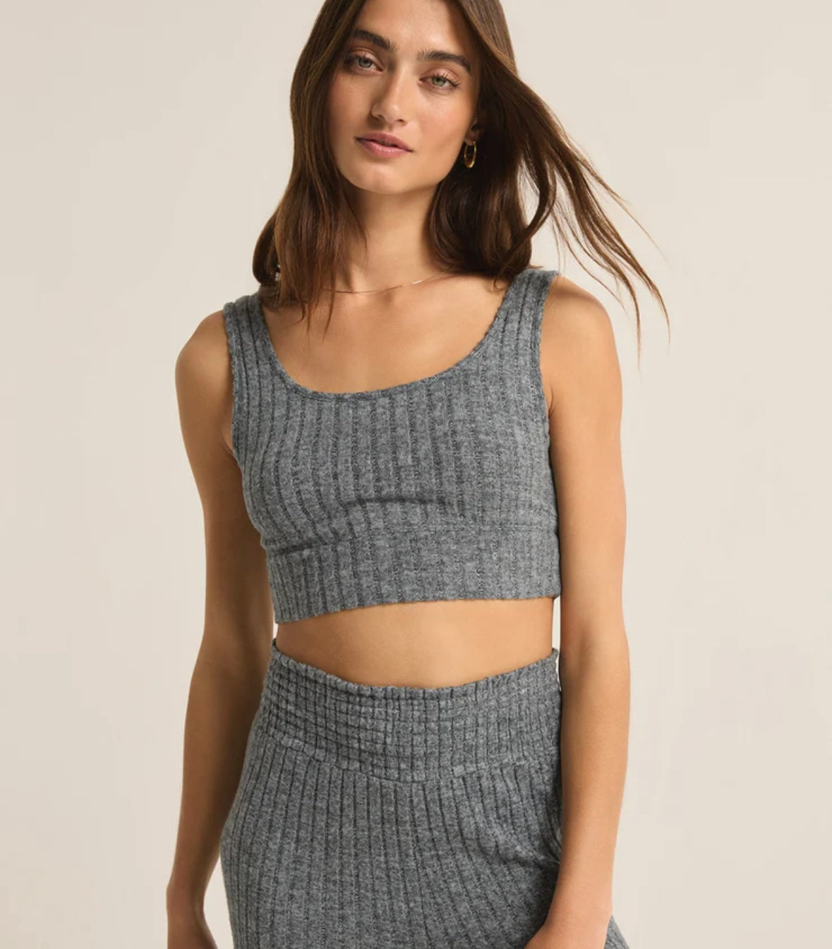 ZSupply Zoe Rib tank Bra Charcoal Heather