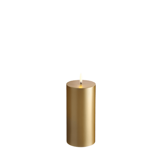 Uyuni LED Pillar Candle Gold Finish 3x6