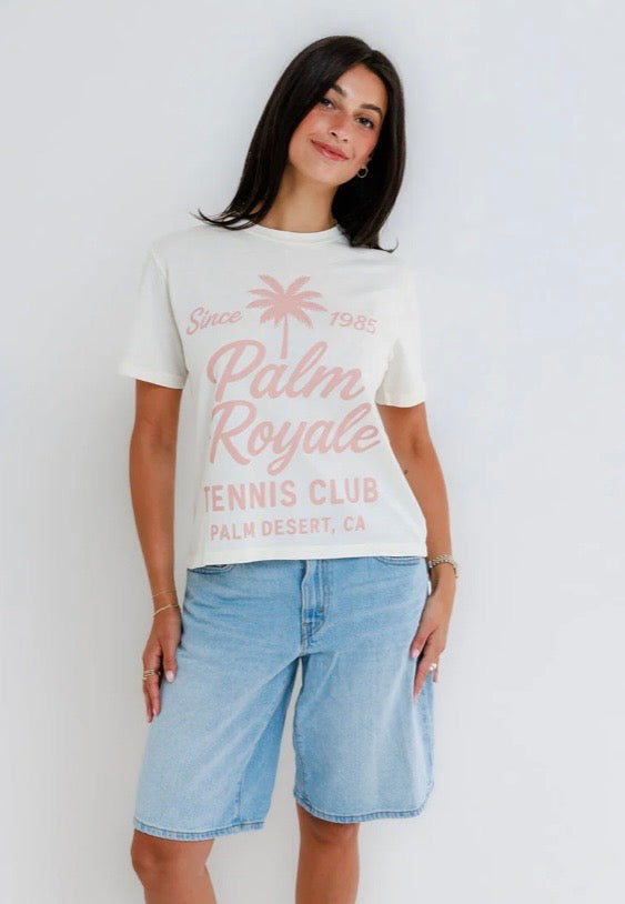 Sunny Somewhere Palm Royale Tennis- Everyday Tee