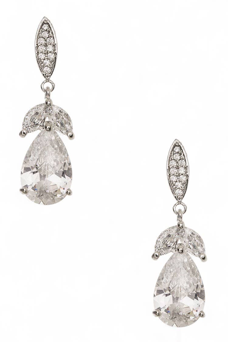 Pear Shape CZ Drop Earrings