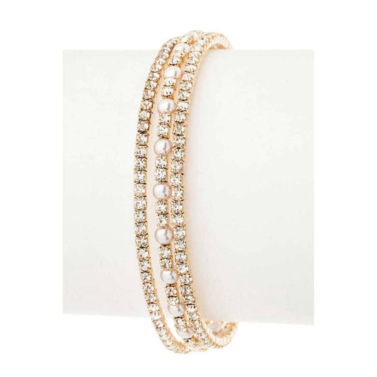 Artini Rhinestone Bridal Open Cuff Bracelet