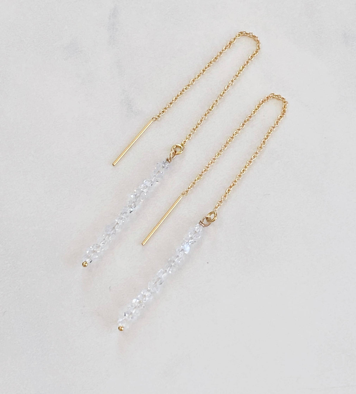 Herkimer diamond threader earrings: Gold Filled