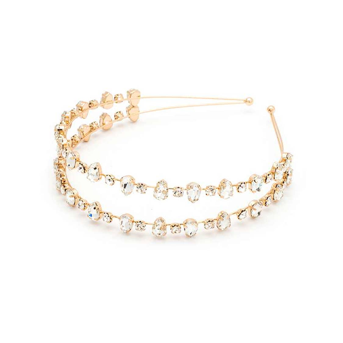 Iconic Crystal Double Headband: Silver