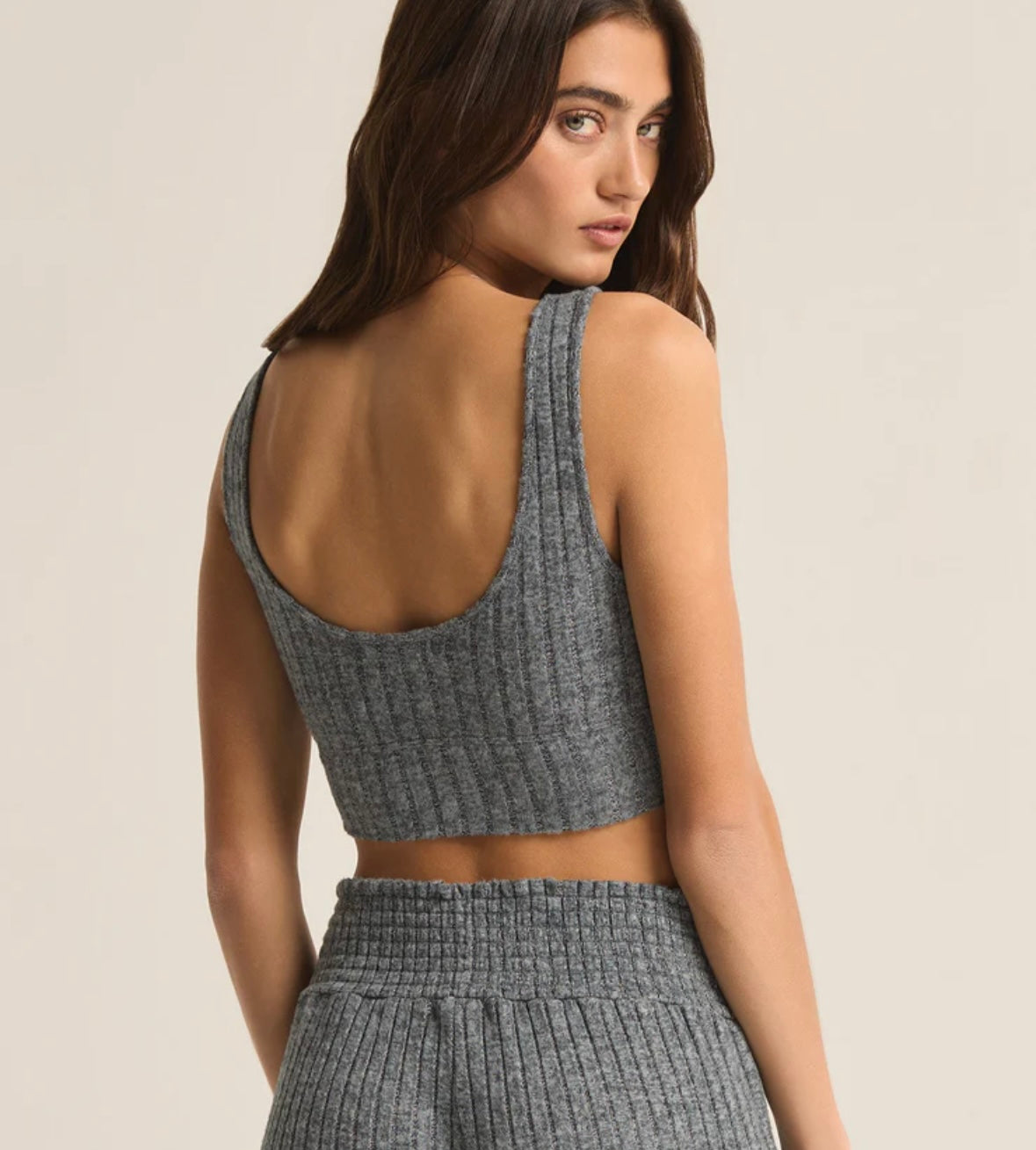 ZSupply Zoe Rib tank Bra Charcoal Heather