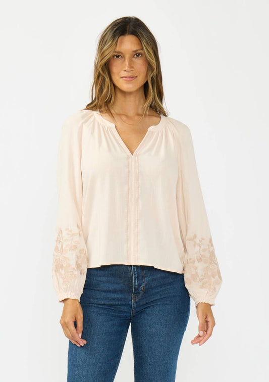 Lovestitch L/S Split Neck Embroidered Blouse