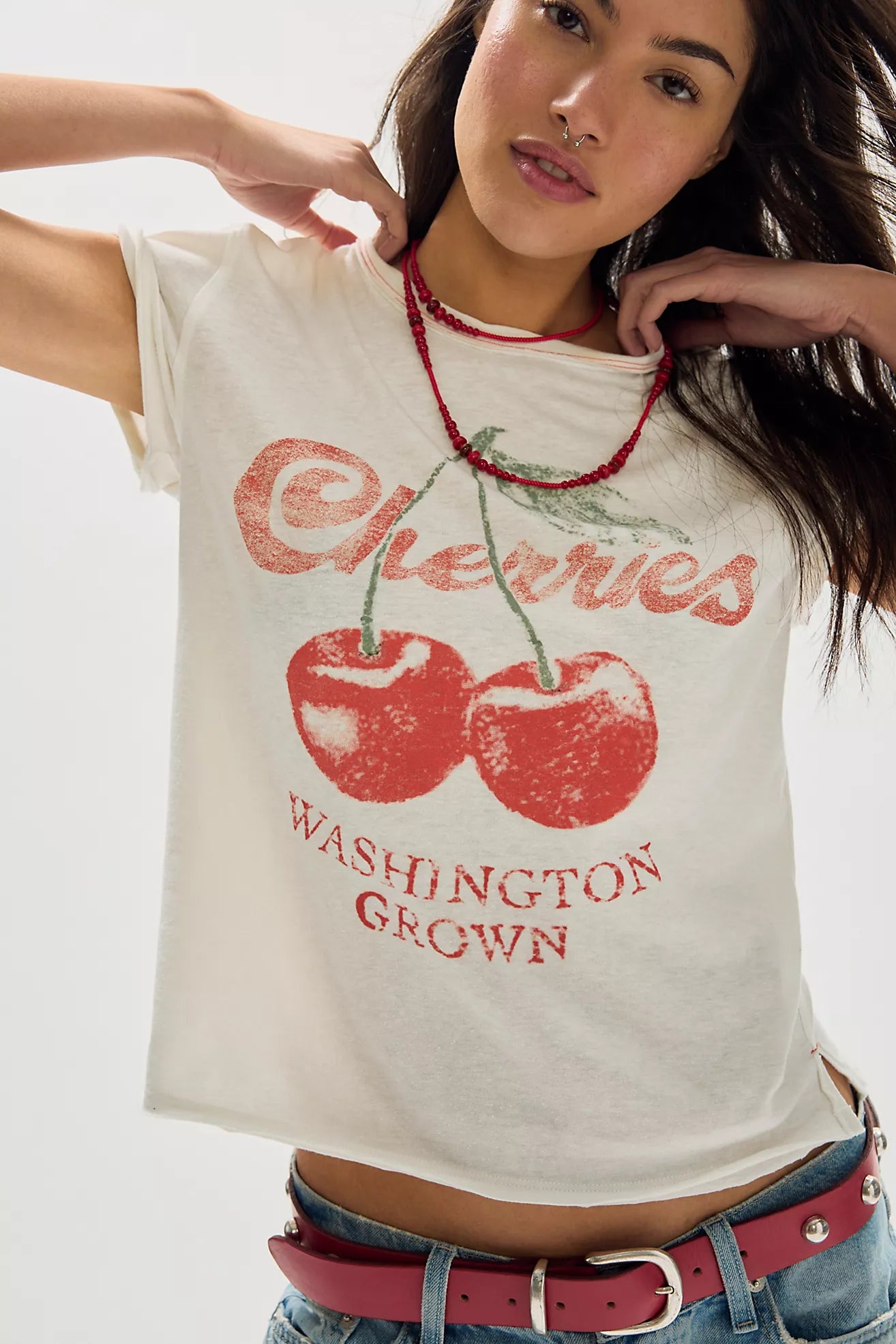 Free People Nova Graphic Tee Cherry Combo