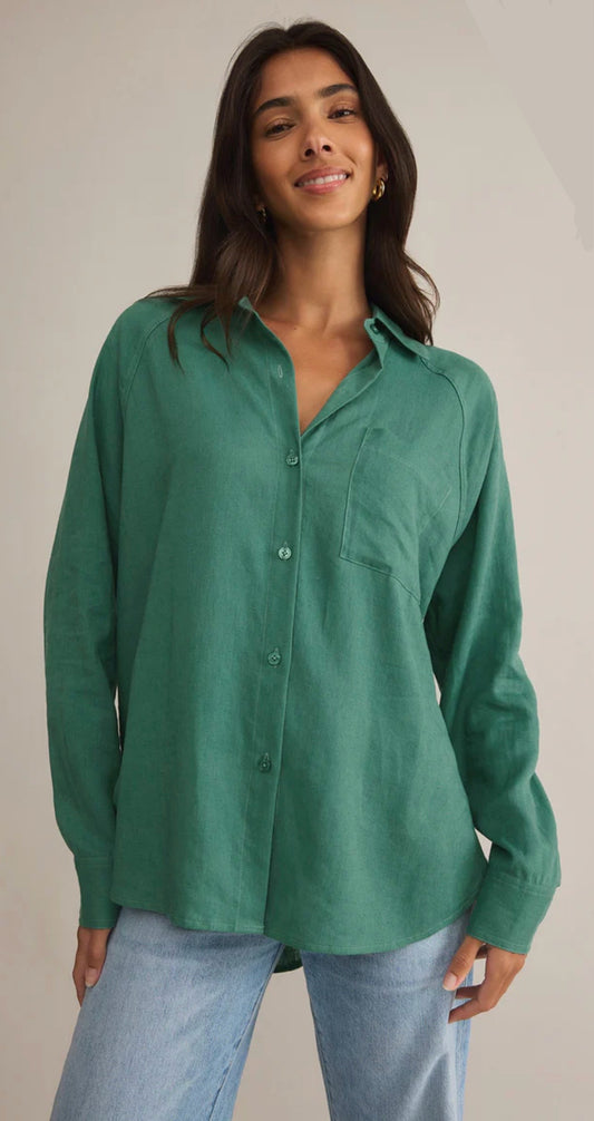 Zsupply The Perfect Linen Top Botanical Green