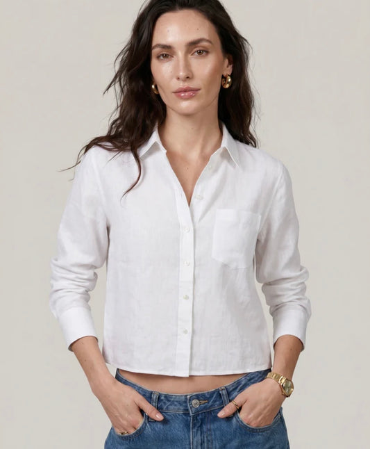 The Shirt The L/S Boxy Crop Linen Shirt