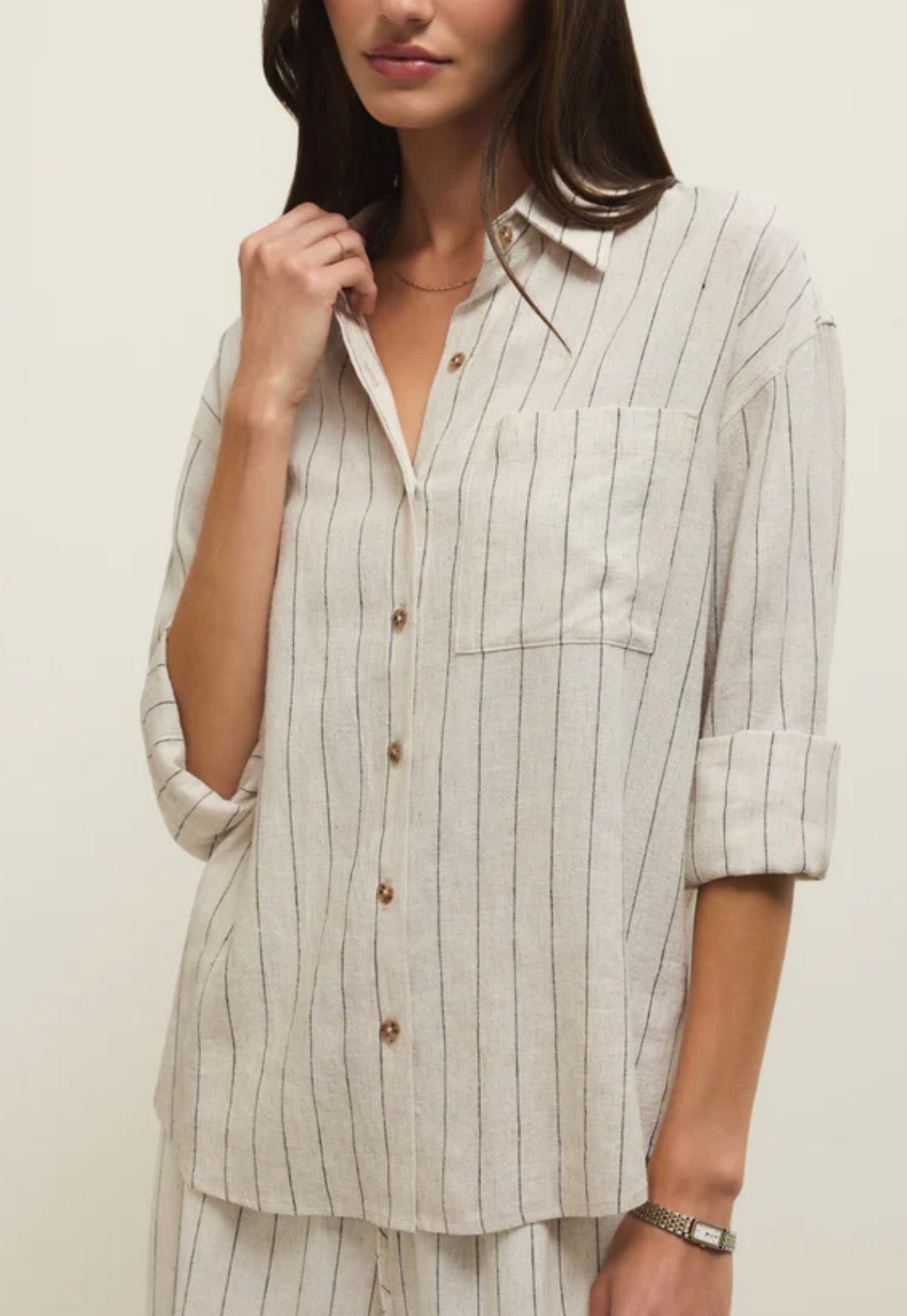 Zsupply Alfie Striped Linen Button Up