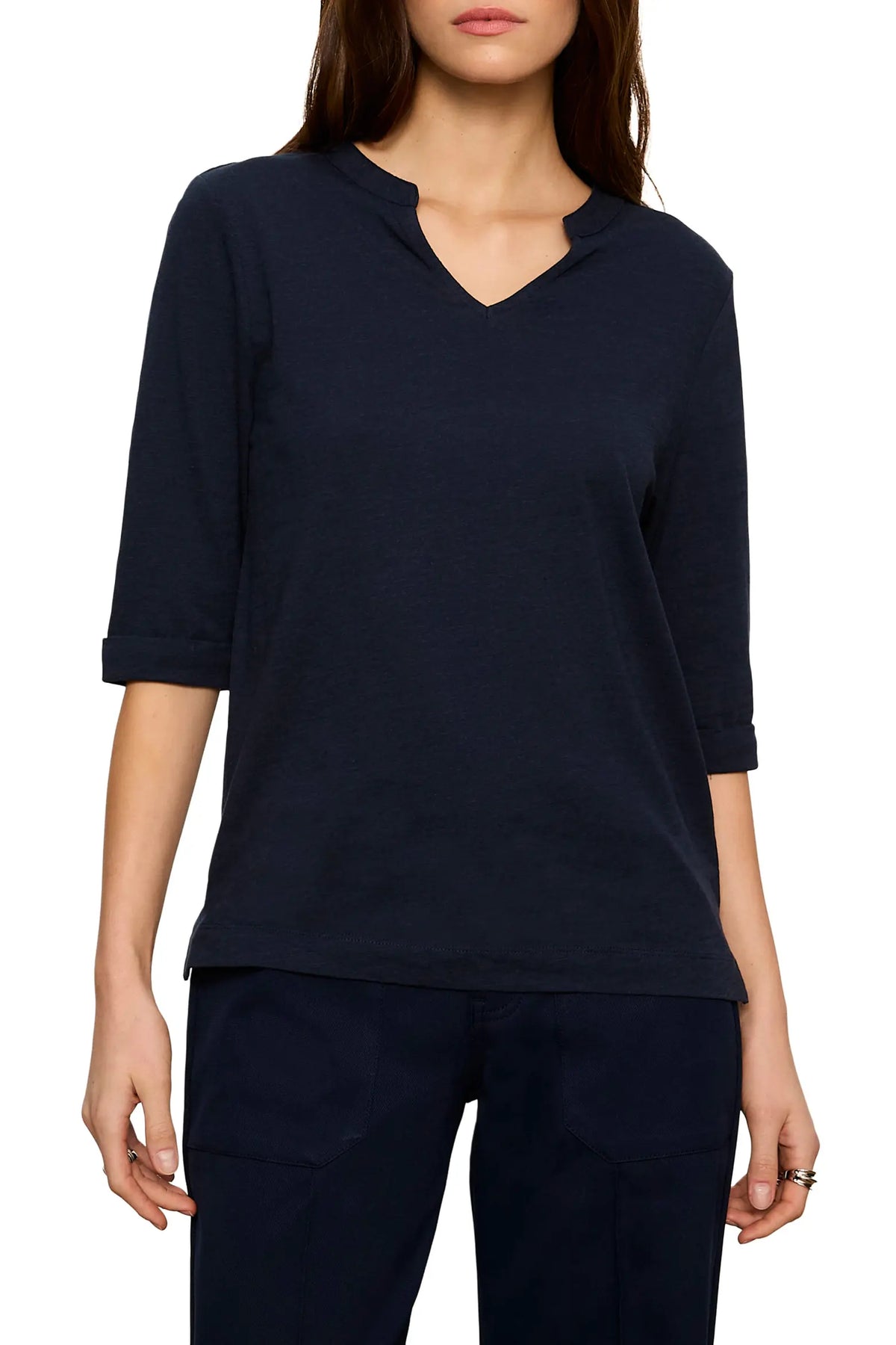Sanctuary Notch Neck 3/4 Sleeve Tee
