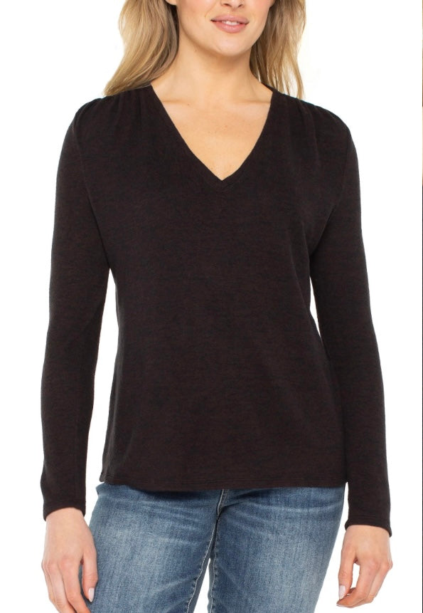 Liverpool Pool V-Neck Melange Top