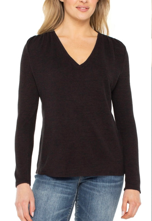 Liverpool Pool V-Neck Melange Top