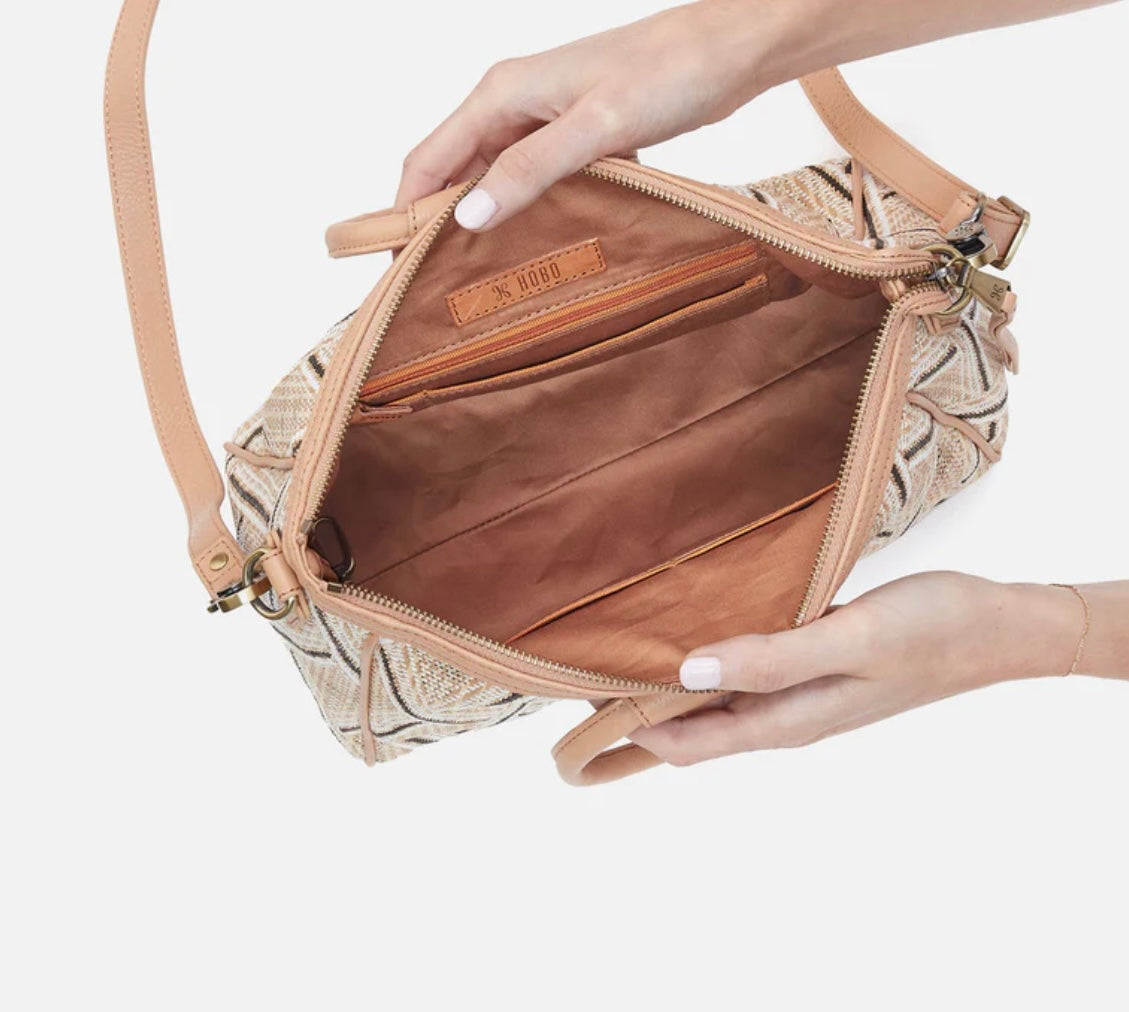 Hobo Sheila Medium Satchel Cream Raffia