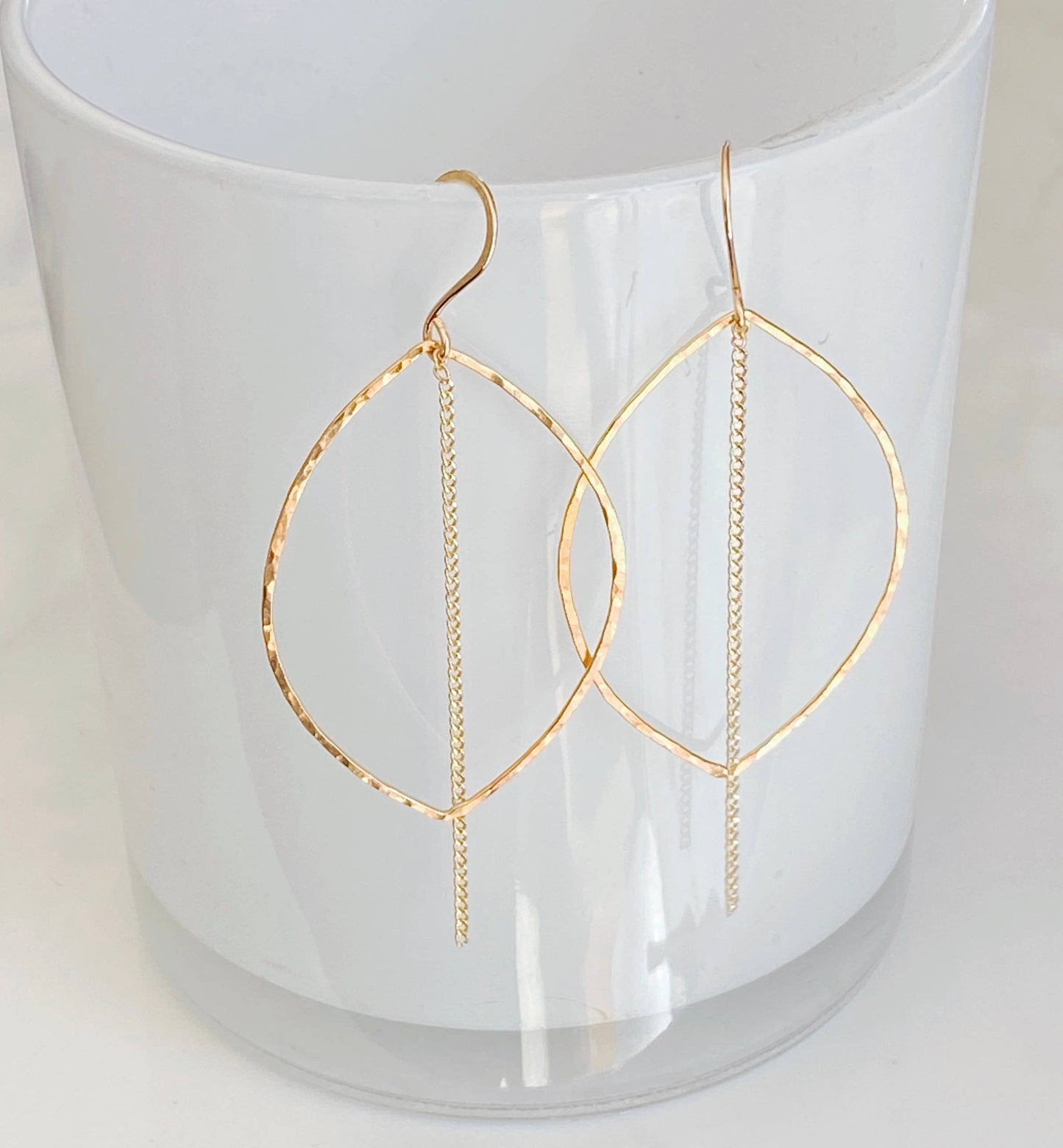 Leaf dangle earring: 14kt goldfill