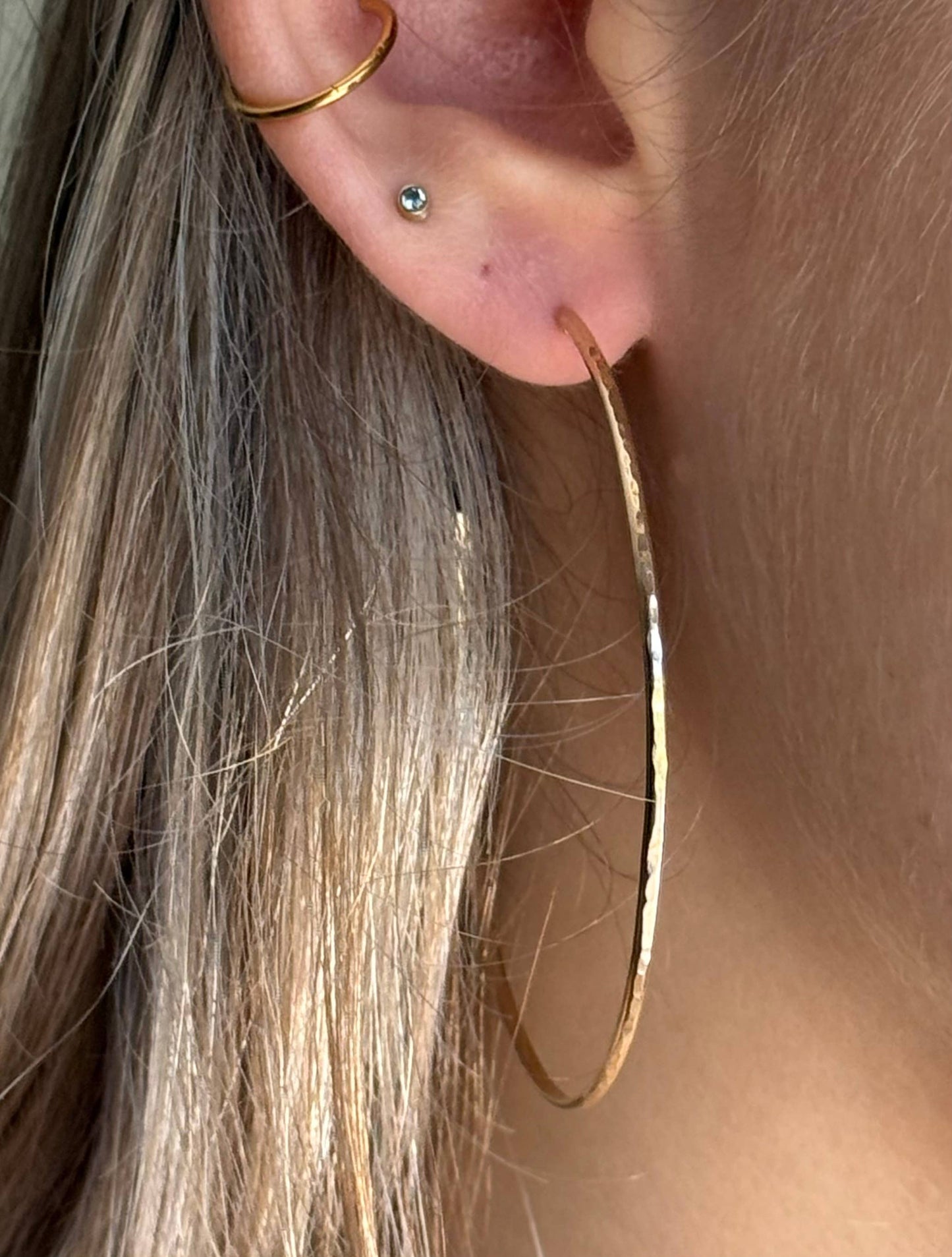 Large classic hammered hoops: Gold Filled