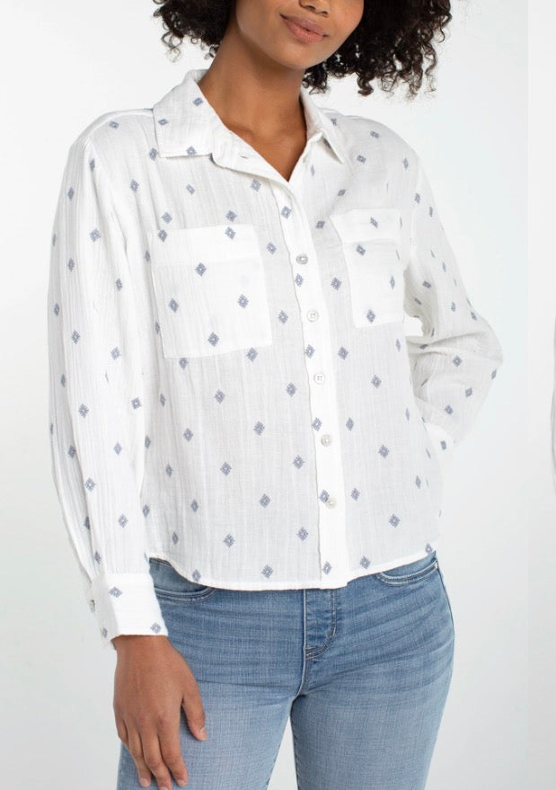 Liverpool Long Sleeve Button Up Off White