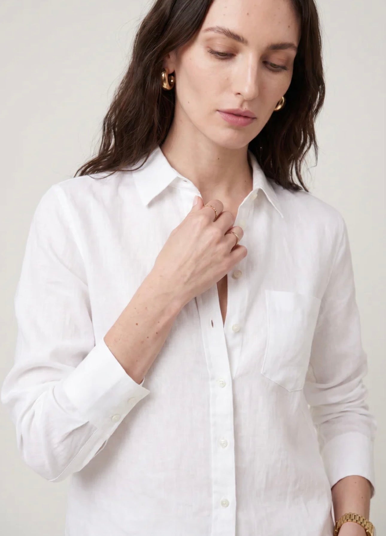 The Shirt The L/S Boxy Crop Linen Shirt