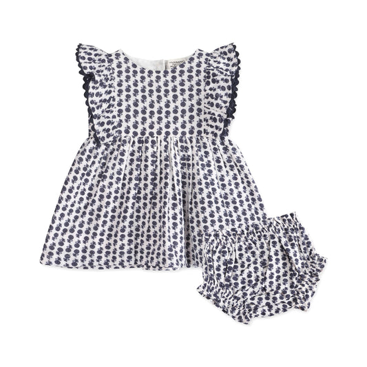 Viverano Organics Jamie Blue Floral Baby Dress W/Bloomers