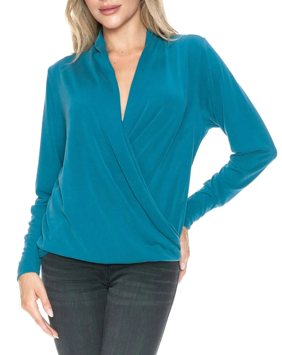 Ariella Teal Surplice Blouse