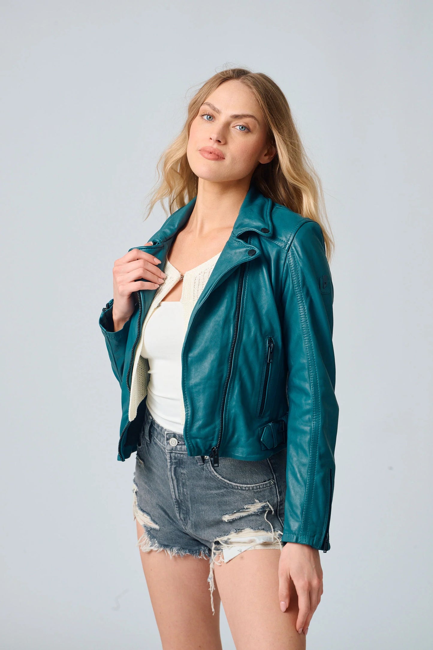 Mauritius Bita Leather Jacket Teal