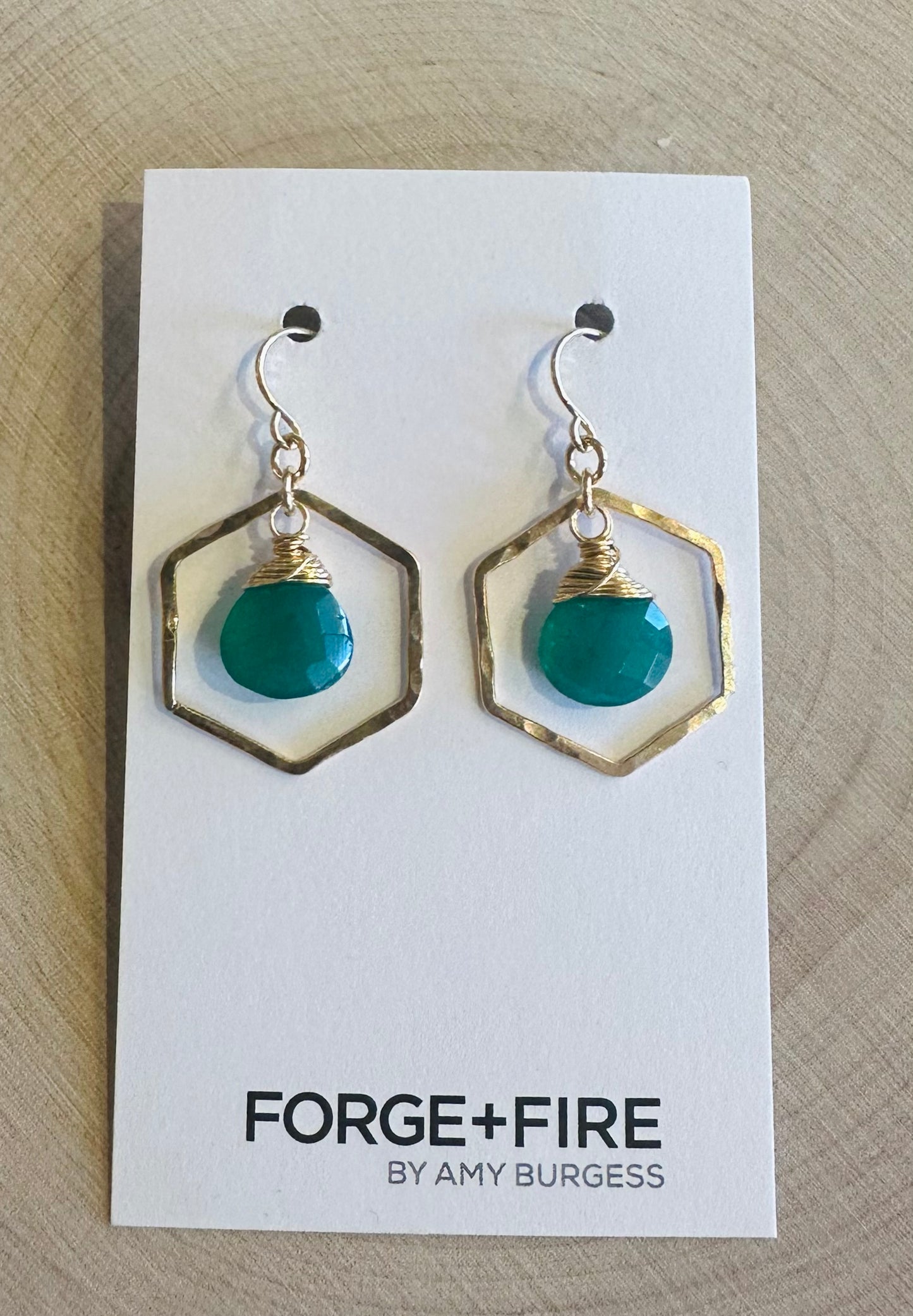 Forge And Fire Hexagon Earrings With Gemstones