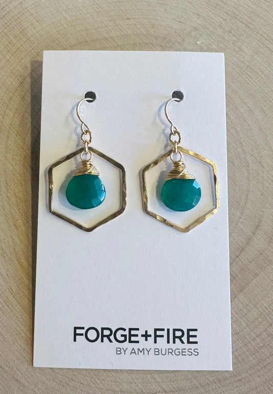 Forge And Fire Hexagon Earrings With Gemstones