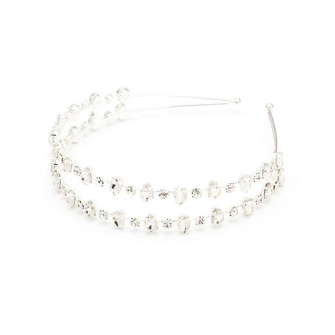 Iconic Crystal Double Headband: Silver