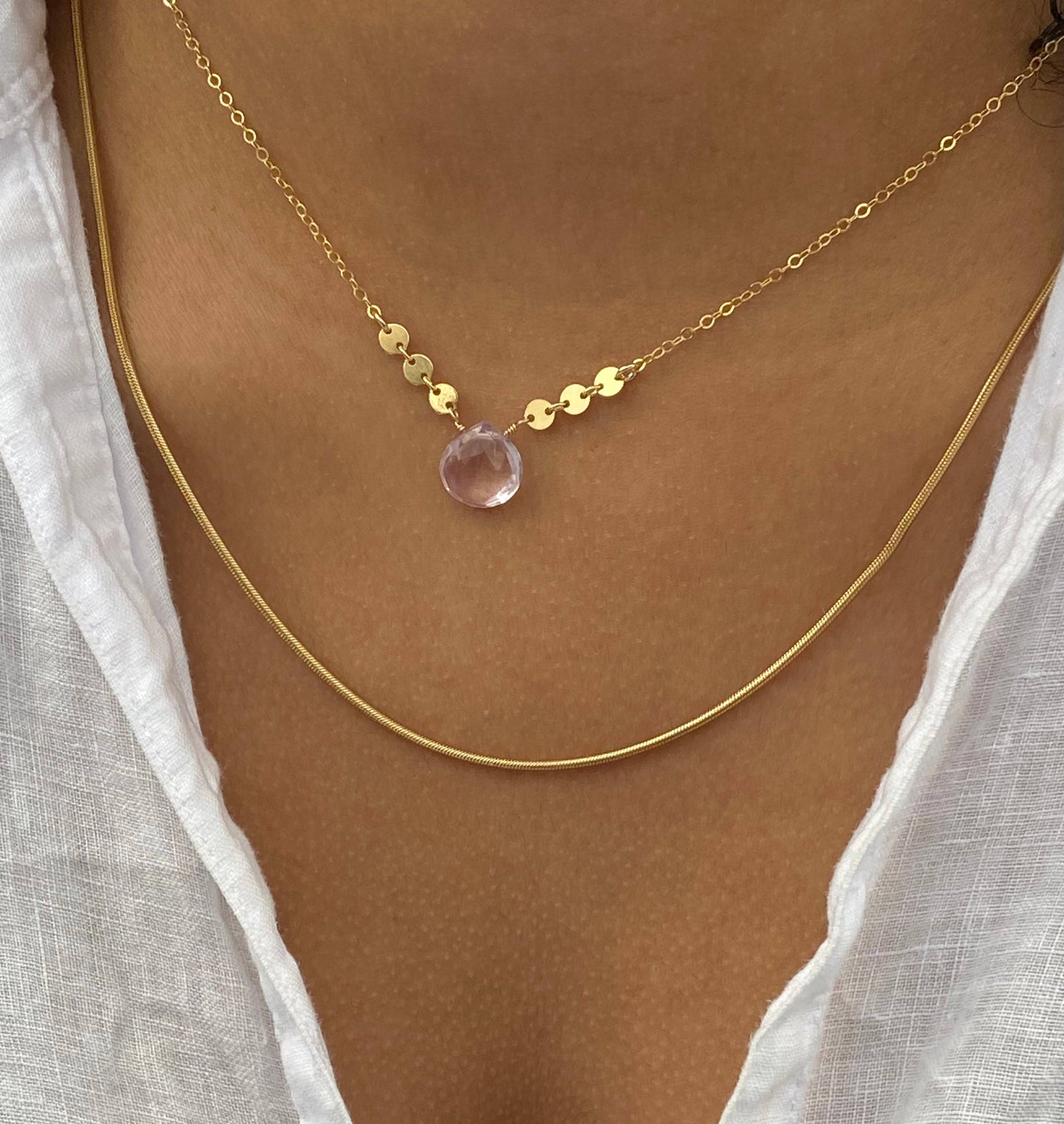 Lavender amethyst sweetheart necklace: Gold Filled