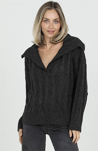 Angie Collared Slouchy Pullover