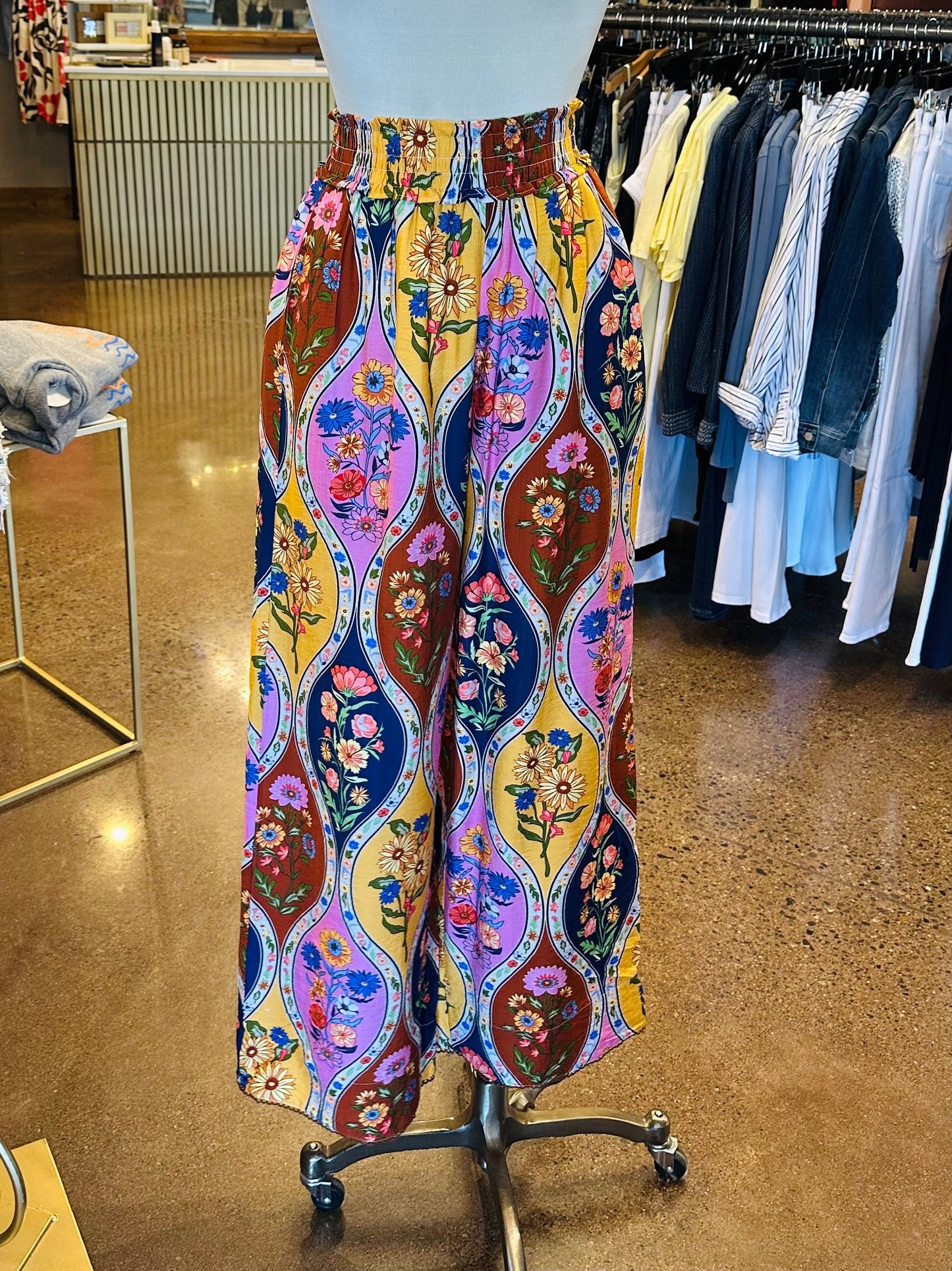 THML Wide Leg Cinched Floral Pant