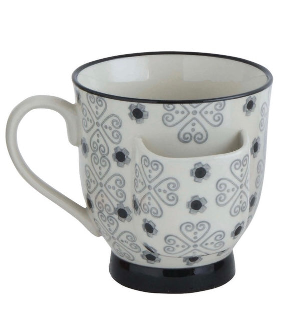 Creative Co-op Stoneware Mugs With Tea Bag Holder
